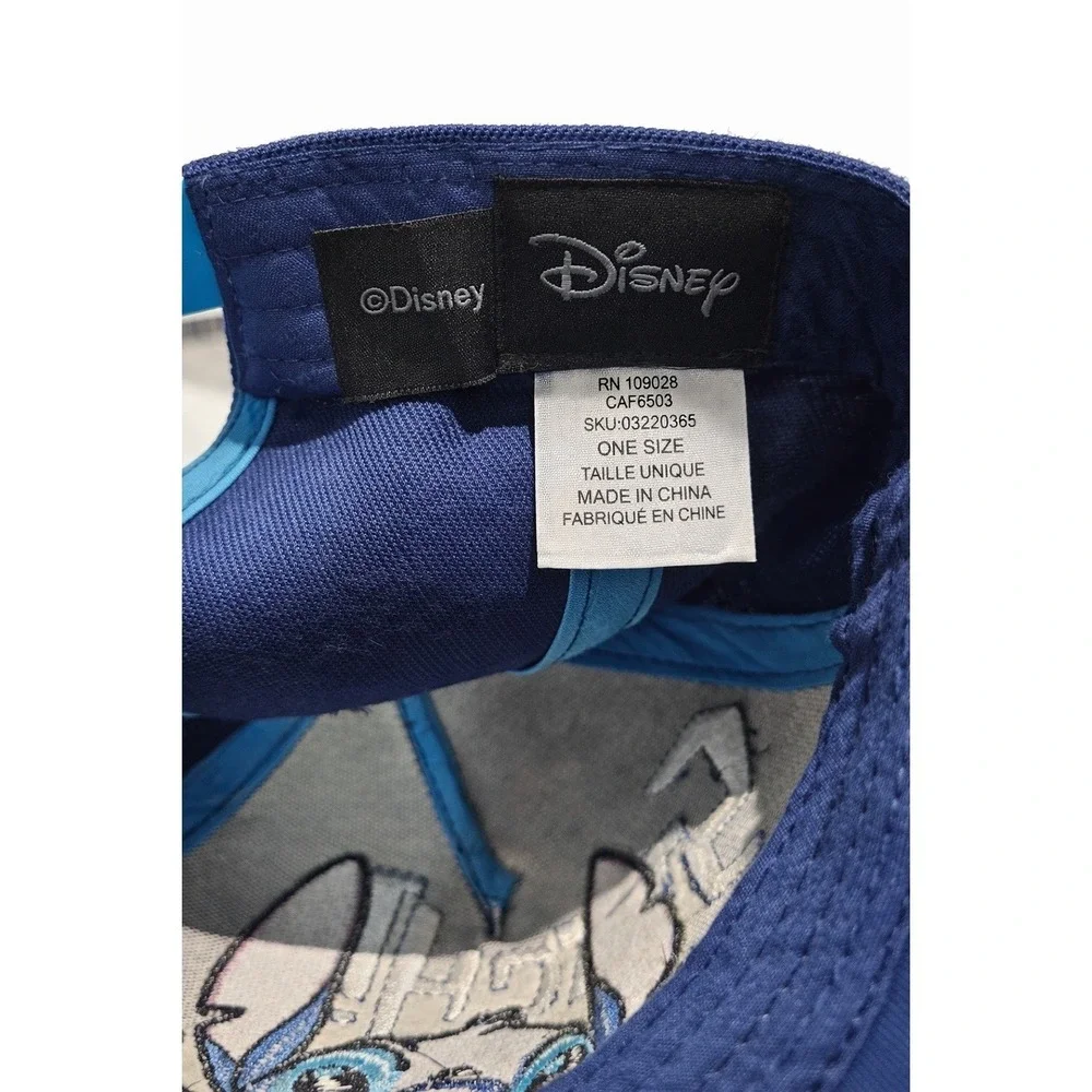 DISNEY Stitch Snapback Hat Blue Embroidered Adjustable Cap‎ One Size